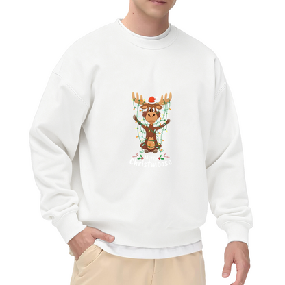 Merry Christmoose Cute Santa Moose Christmas Crewneck Sweatshirt Holiday Outfit