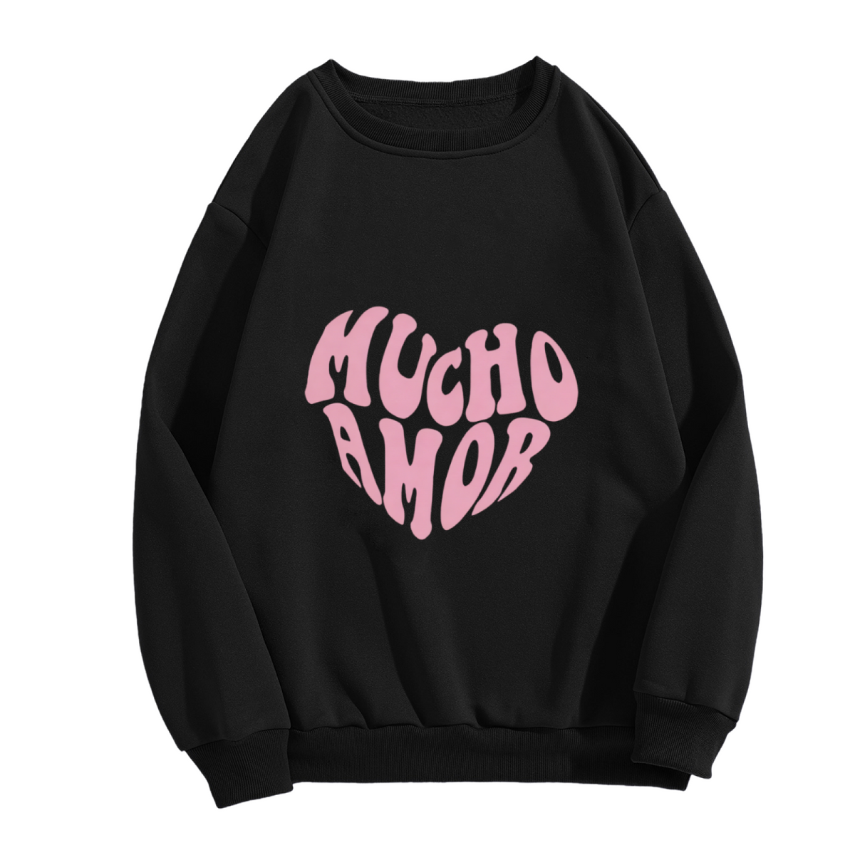 Mucho Amor Retro Bubble?Font Pink Heart?Shape Crewneck Sweatshirt
