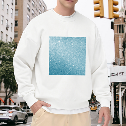 Sky Blue Shimmer Glitter Minimal Crewneck Sweatshirt