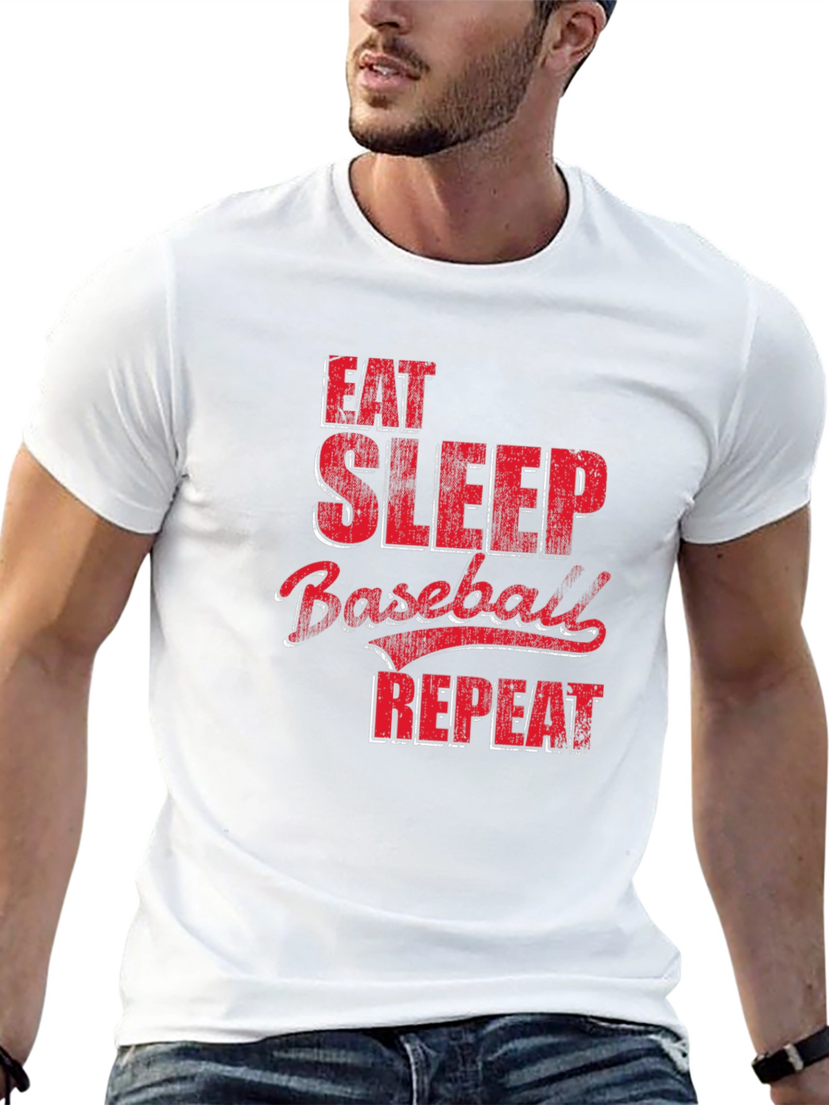 Eat Sleep Baseball Repeat Graphic Tee