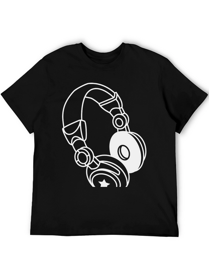 Cool Black T-Shirt with Headphones Graphic