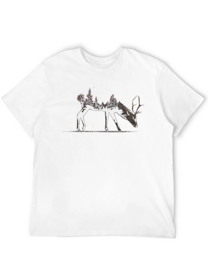 Nature Deer Graphic Tee - Mens Black T-Shirt