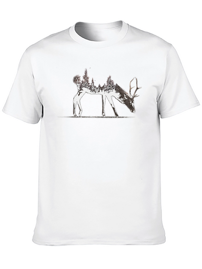 Nature Deer Graphic Tee - Mens Black T-Shirt
