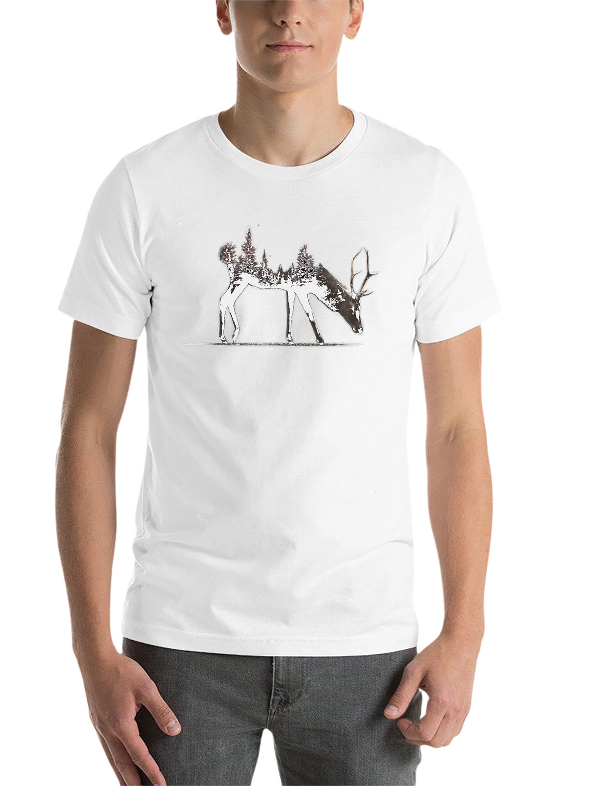 Nature Deer Graphic Tee - Mens Black T-Shirt