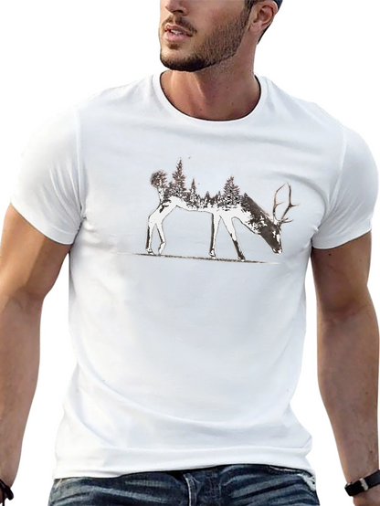 Nature Deer Graphic Tee - Mens Black T-Shirt