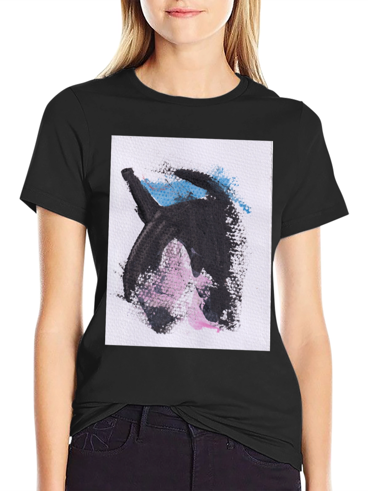 Abstract Graphic Print Black Casual T-Shirt