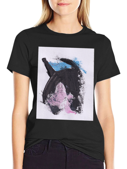 Abstract Graphic Print Black Casual T-Shirt