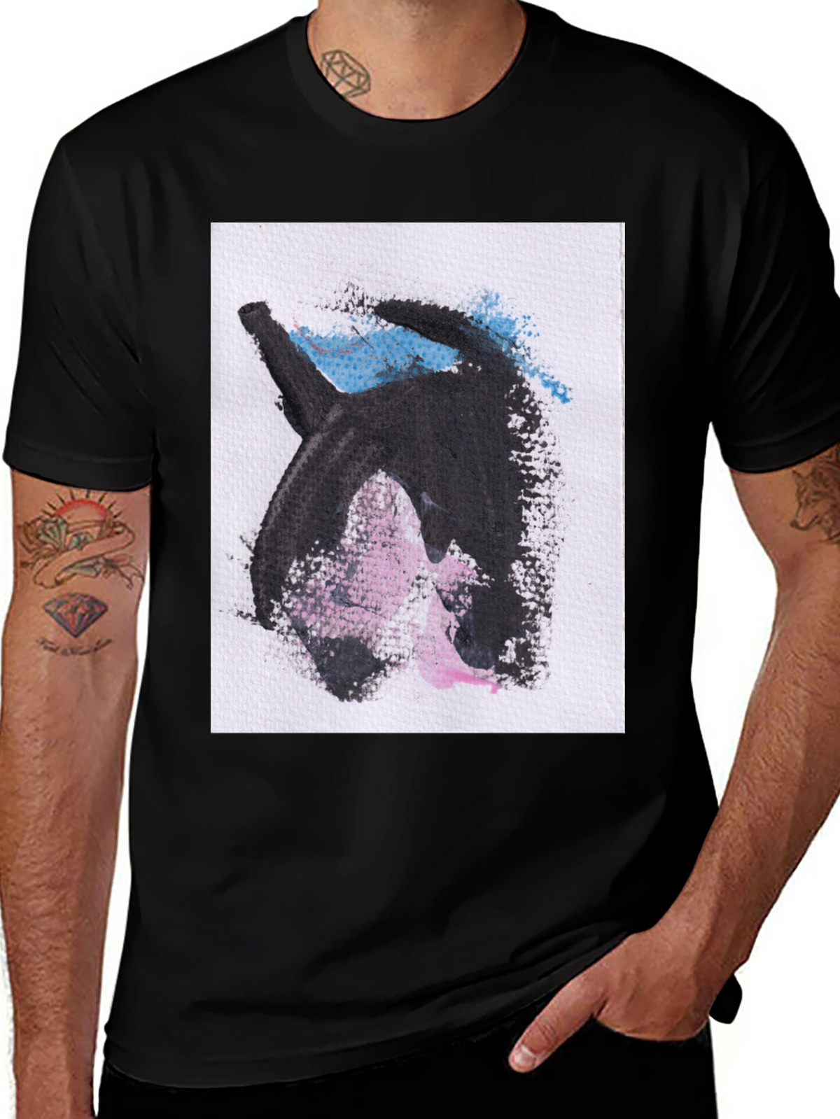 Abstract Graphic Print Black Casual T-Shirt