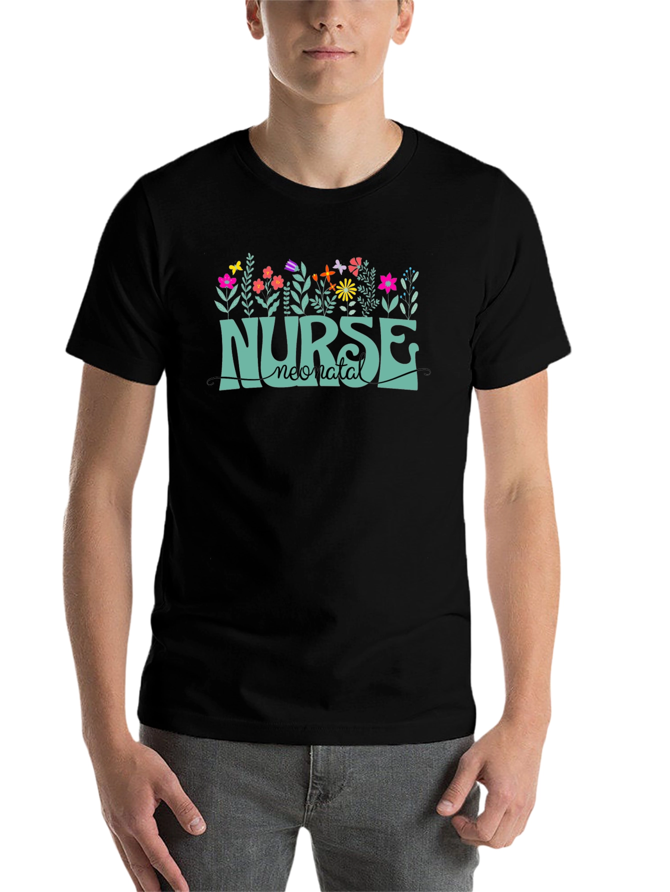 Neonatal Nurse T-Shirt - Floral Design