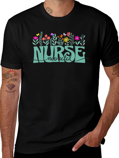 Neonatal Nurse T-Shirt - Floral Design