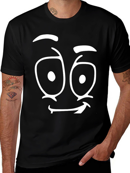 Funny Face Graphic Tee - Black Cotton T-Shirt