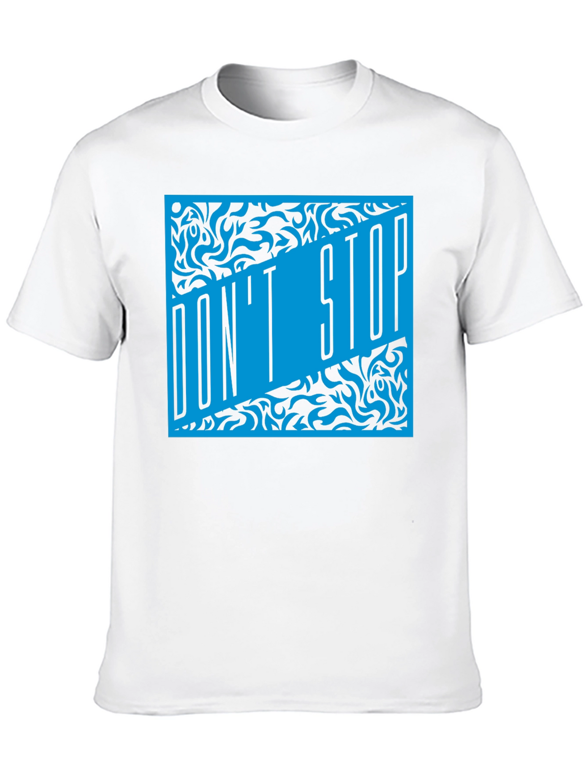 Dont Stop Black T-Shirt with Blue Graphic Design