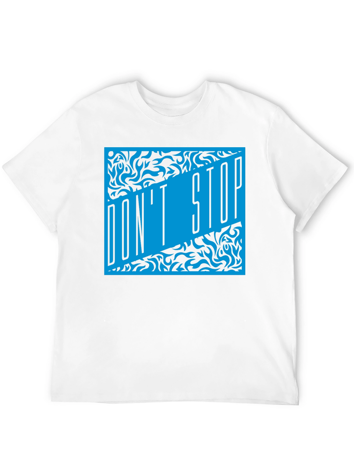 Dont Stop Black T-Shirt with Blue Graphic Design