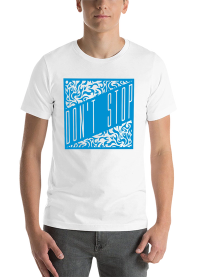 Dont Stop Black T-Shirt with Blue Graphic Design