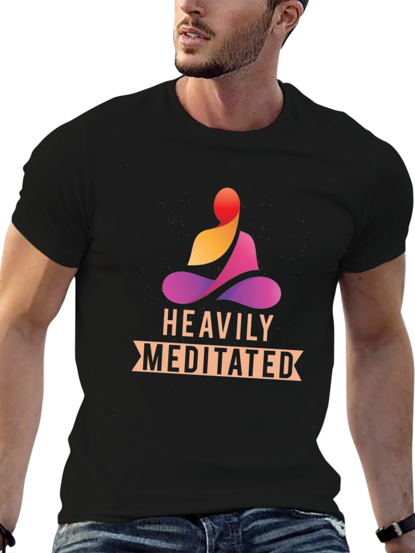 Heavily Meditated Black T-Shirt - Zen Vibes
