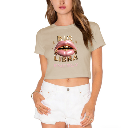 Big Libra Energy Gold Lips Hot Crop Top