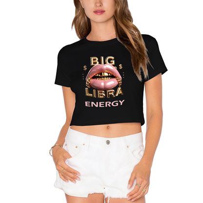 Big Libra Energy Gold Lips Hot Crop Top