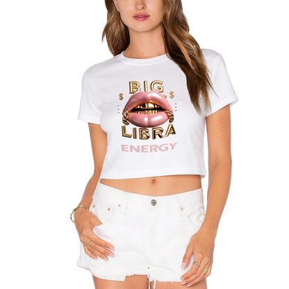 Big Libra Energy Gold Lips Hot Crop Top