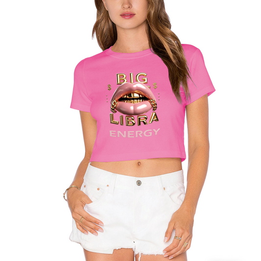 Big Libra Energy Gold Lips Hot Crop Top