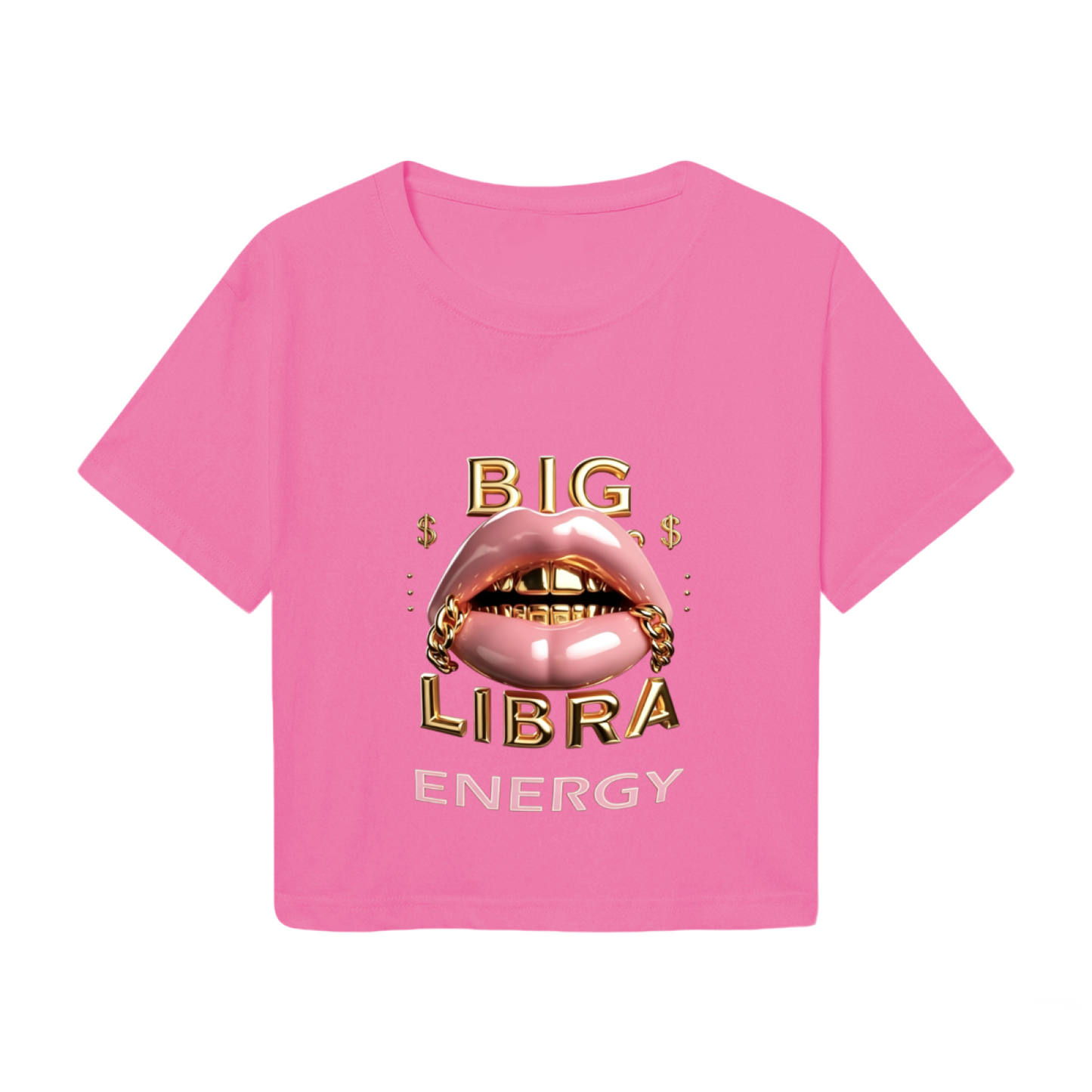 Big Libra Energy Gold Lips Hot Crop Top