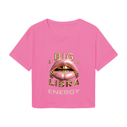 Big Libra Energy Gold Lips Hot Crop Top