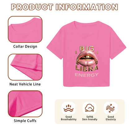 Big Libra Energy Gold Lips Hot Crop Top