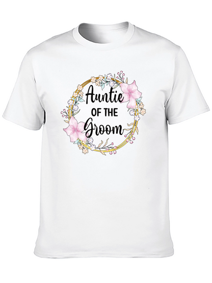 Auntie of the Groom Floral Wreath T-Shirt