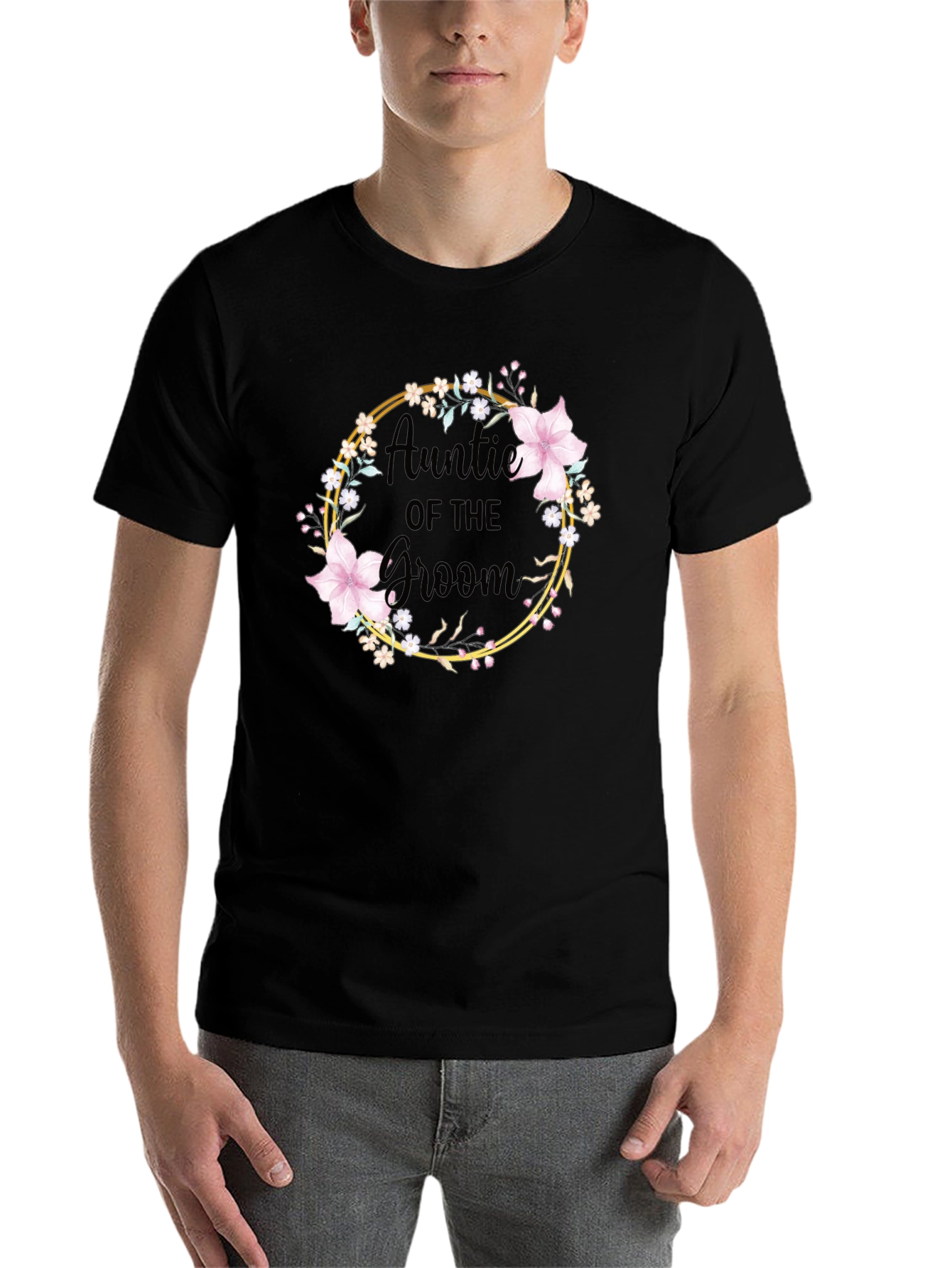 Auntie of the Groom Floral Wreath T-Shirt