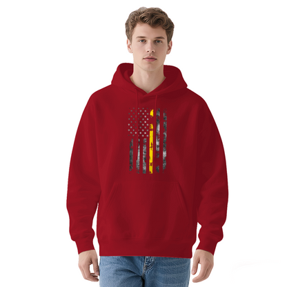 Thin Yellow Line Vintage USA Flag White Hoodie, Casual Cozy Unisex Top