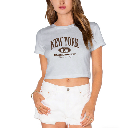 Retro New York USA Extraordinary Y2K Crop Top