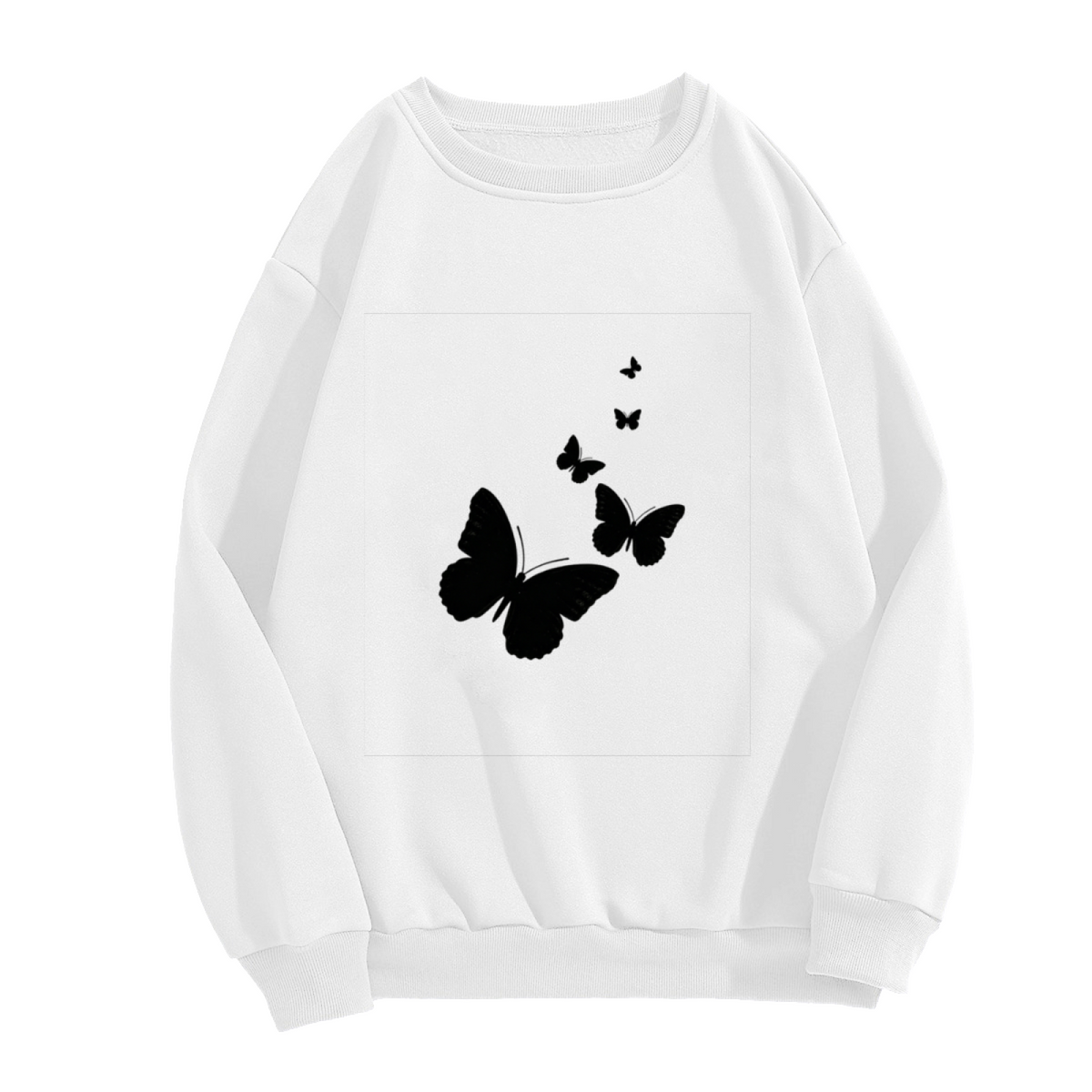 Romantic Pink Rose & Butterfly Art Crewneck Sweatshirt | Dreamy Floral Pullover