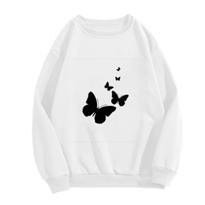 Romantic Pink Rose & Butterfly Art Crewneck Sweatshirt | Dreamy Floral Pullover