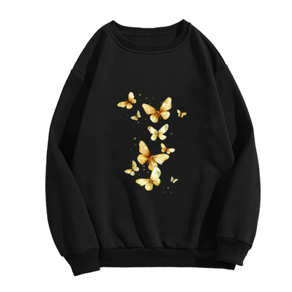 Shimmering Golden Flying Butterflies Crewneck Sweatshirt