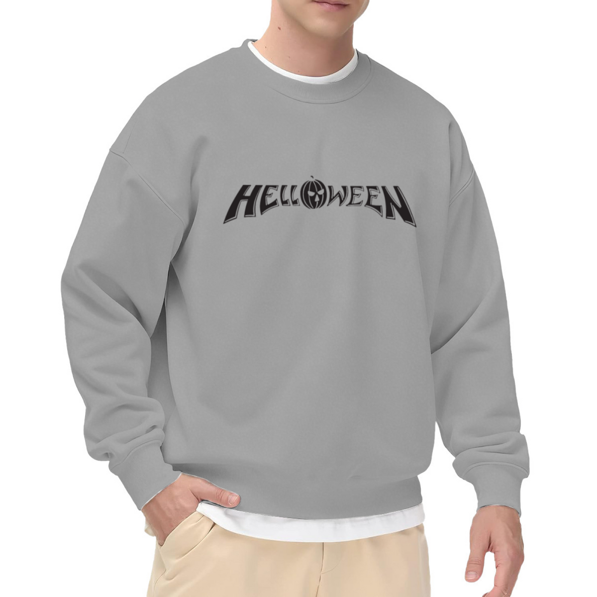Helloween Power Metal Band Pumpkin Logo Graphic Crewneck Sweatshirt