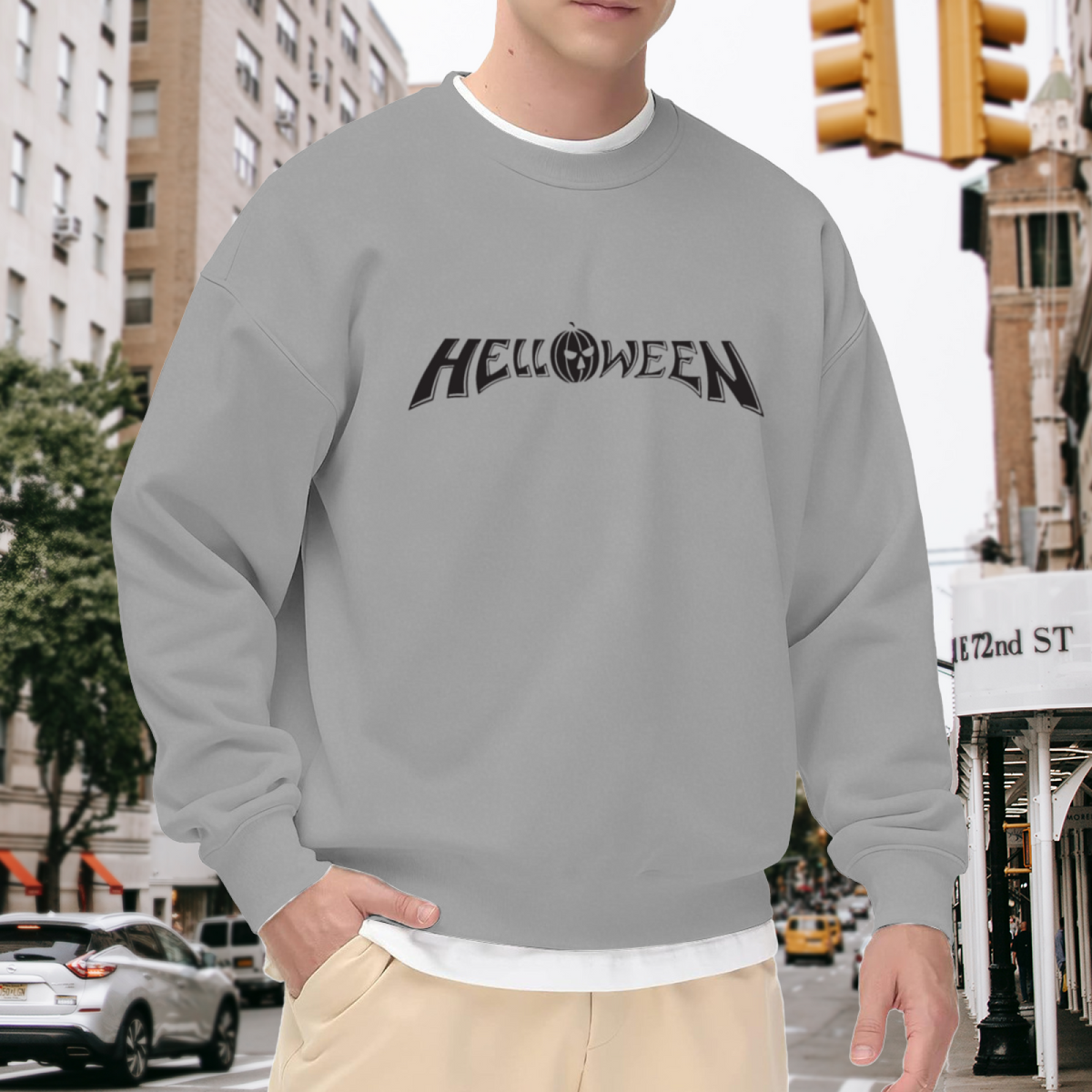 Helloween Power Metal Band Pumpkin Logo Graphic Crewneck Sweatshirt
