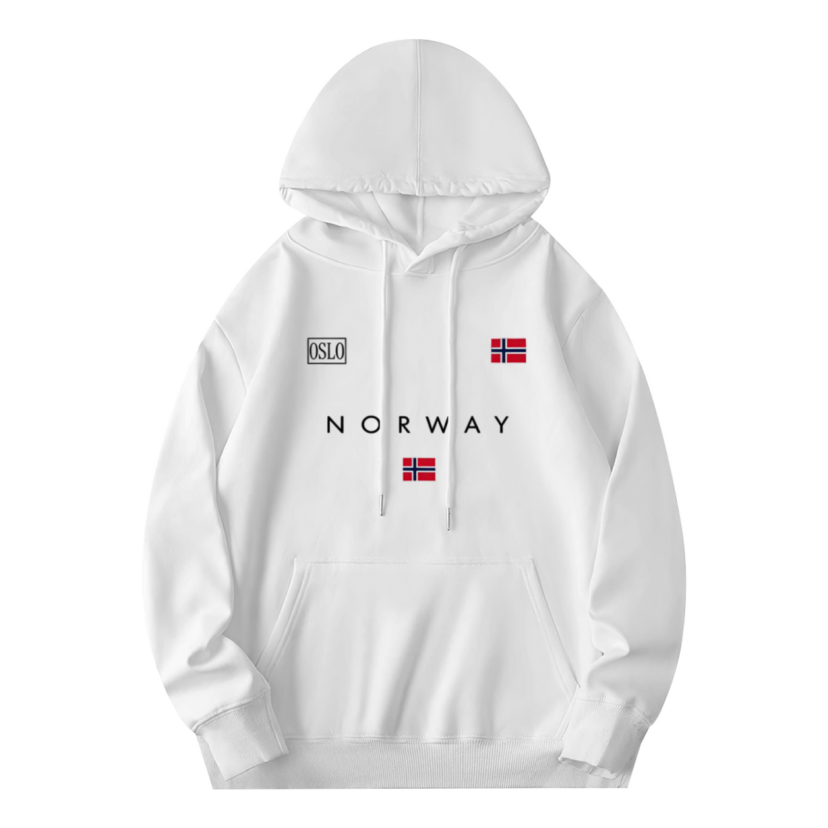 Oslo Norway Flag Minimal Print White Hoodie