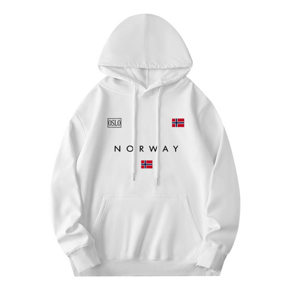Oslo Norway Flag Minimal Print White Hoodie