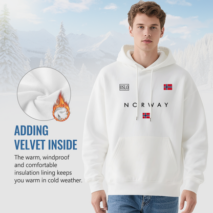 Oslo Norway Flag Minimal Print White Hoodie