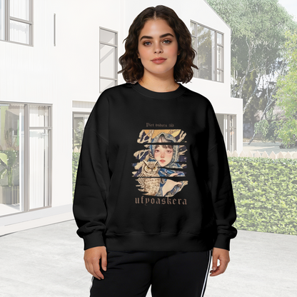 Mystic Girl And Owl Vintage Art Print Crewneck Sweatshirt
