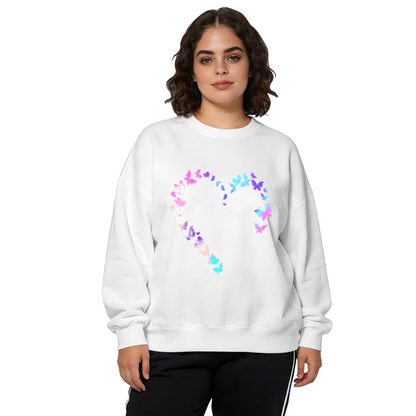 Pastel Gradient Butterfly Heart Shape Cute Crewneck Sweatshirt