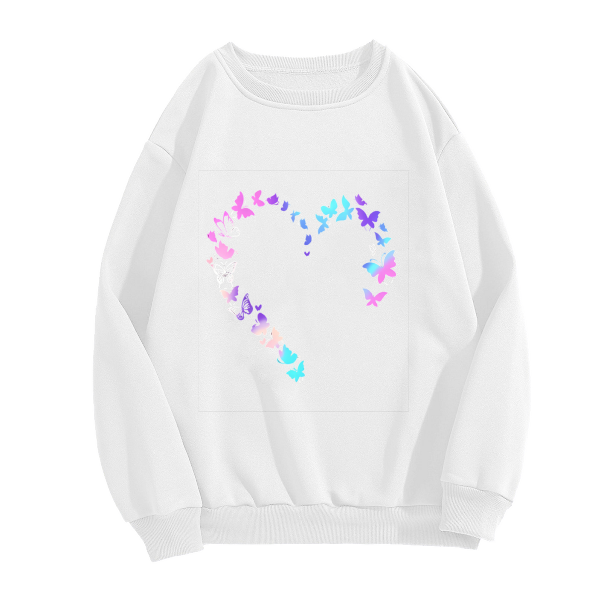 Pastel Gradient Butterfly Heart Shape Cute Crewneck Sweatshirt