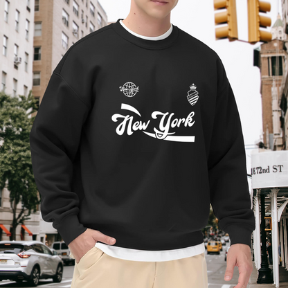 Vintage New York Script Badge Graphic Crewneck Sweatshirt