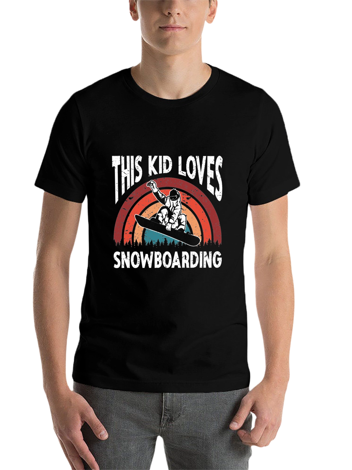 This Kid Loves Snowboarding T-Shirt - Black