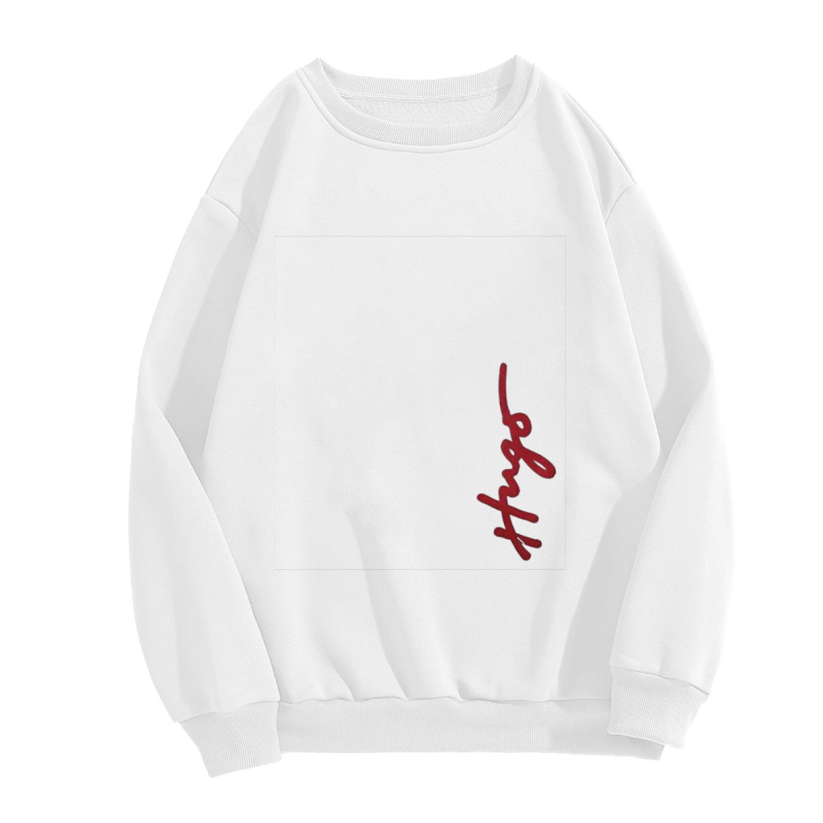 Stylish Red Hugo Signature Script Crewneck Sweatshirt