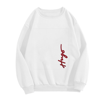 Stylish Red Hugo Signature Script Crewneck Sweatshirt