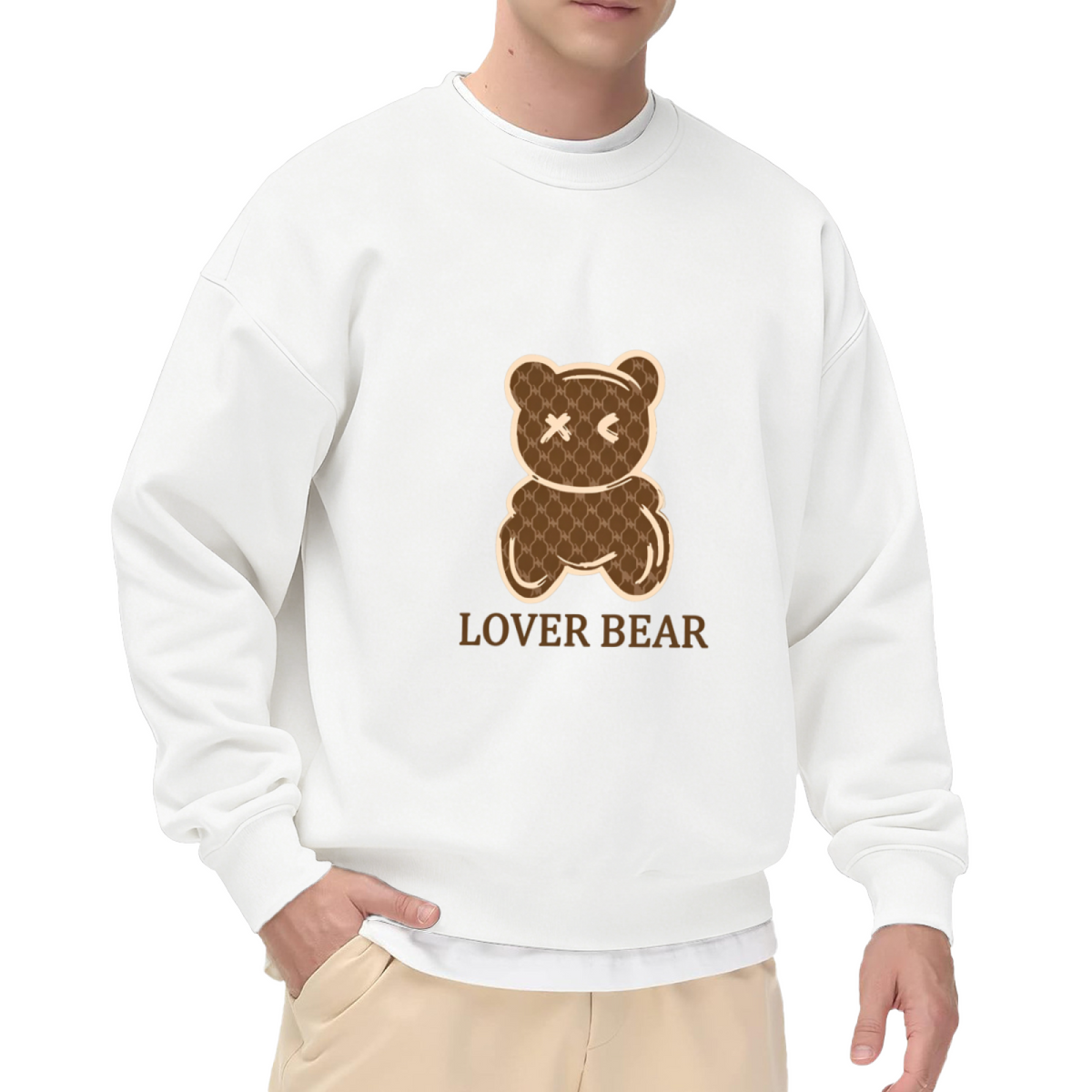 Luxury Pattern Lover Bear Minimal Crewneck Sweatshirt
