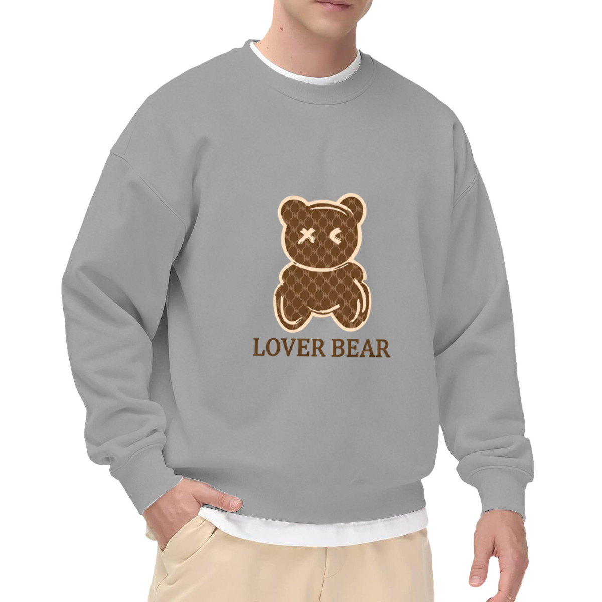 Luxury Pattern Lover Bear Minimal Crewneck Sweatshirt