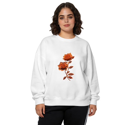 Stylish Orange Rose Art Print Crewneck Sweatshirt