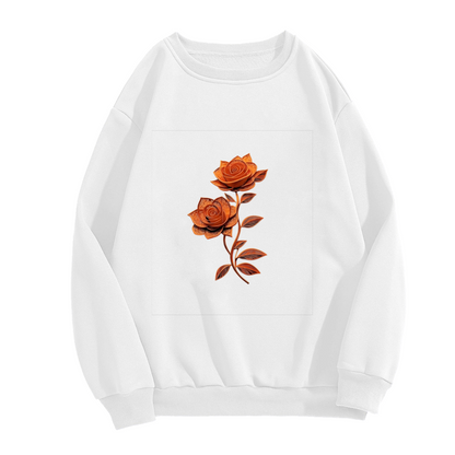 Stylish Orange Rose Art Print Crewneck Sweatshirt