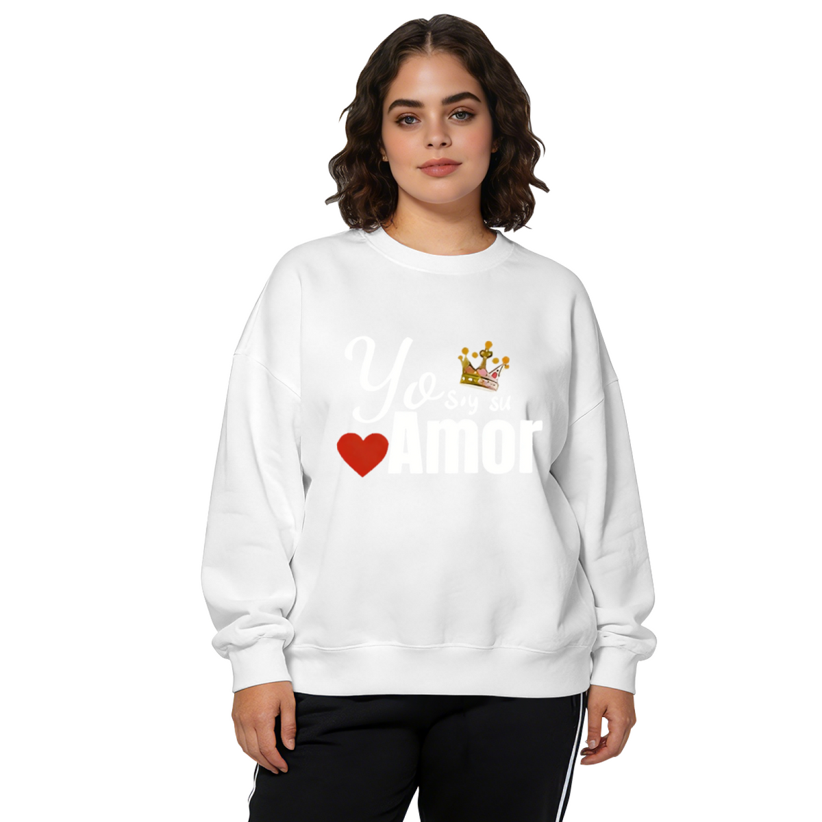 Yo Soy Su Amor Spanish Romantic Crown?Heart Graphic Crewneck Sweatshirt